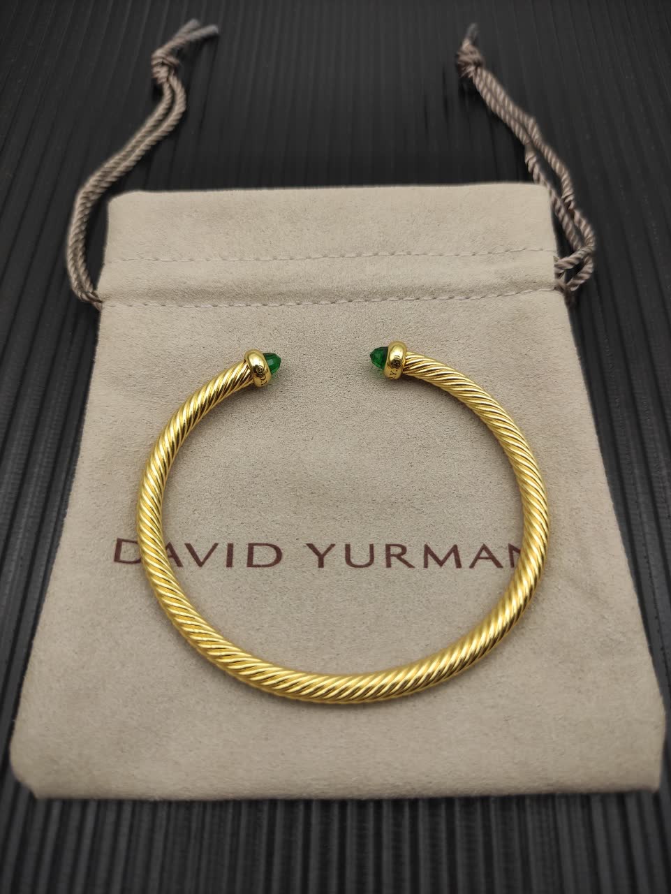 David Yurman Dolce & Gabbana Gold Tone Emerald Crystal Snake Bracelet